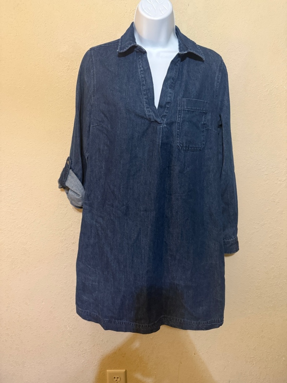 Time and Tru Indigo Denim Tunic with Chest Pocket
